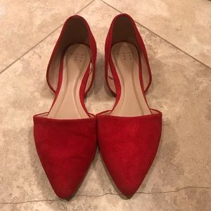 Red suede flats